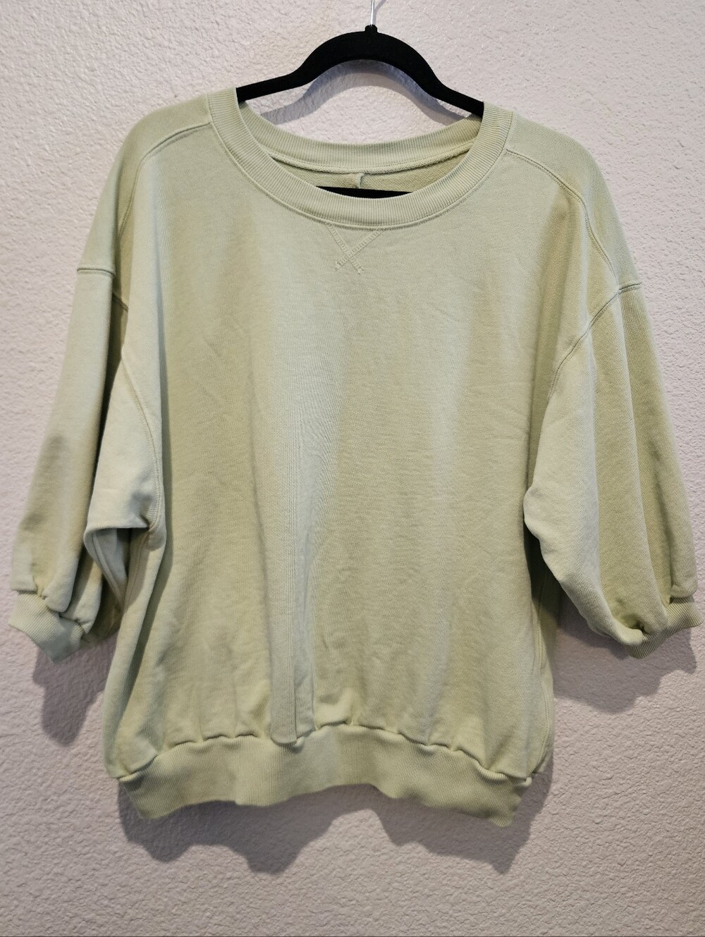 Pilcro The Niki Bubble Slouchy Sleeve Crewneck Sweatshirt Light Green Size S